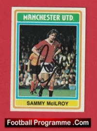 Manchester United Sammy McIlroy Autograph Signed Football Card Man Utd