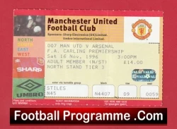 Manchester United v Arsenal 1996 - Football Ticket - football memorabilia