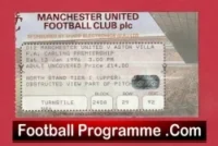 Manchester United v Aston Villa 1996 – Man Utd Match Ticket