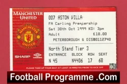 Manchester United v Aston Villa 1999 - Football Ticket - football memorabilia