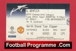 Manchester United v Benfica 2005 - Football Ticket - football memorabilia