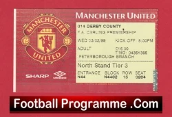 Manchester United v Derby County 1999 - Treble Season Ticket - football memorabilia