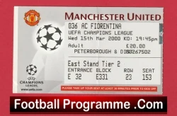 Manchester United v Fiorentina 2000 - Match Ticket - football memorabilia