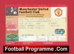 Manchester United v Leeds United 1996 - Match Ticket - football memorabilia
