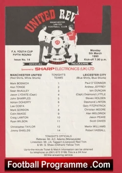 Manchester United v Leicester City 1990 - Reserves Ryan Wilson Giggs - football programme