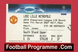 Manchester United v Lille 2007 - Match Ticket - football memorabilia