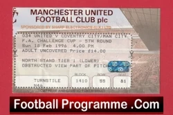 Manchester United v Manchester City 1996 - FA Cup Football Ticket - football memorabilia