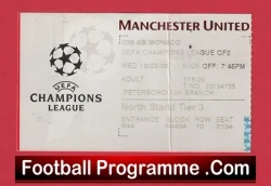 Manchester United v Monaco 1998 - Football Ticket - football memorabilia