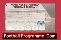 Manchester United v Newcastle United 1995 - Match Ticket - football memorabilia