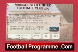 Manchester United v Newcastle United 1995 - Football Ticket - football memorabilia