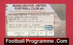 Manchester United v Newcastle United 1995 - Football Ticket - football memorabilia