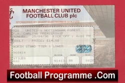 Manchester United v Nottingham Forest 1996 - Match Ticket - football memorabilia
