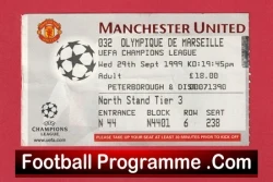 Manchester United v Olympique Marseille 1999 - Football Ticket - football memorabilia