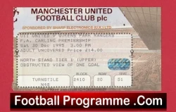 Manchester United v QPR 1995 - Football Ticket - football memorabilia