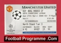 Manchester United v Real Madrid 2000 – Football Ticket