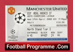 Manchester United v Real Madrid 2000 - Football Ticket - football memorabilia