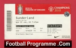 Manchester United v Sunderland 2013 - Match Ticket - football memorabilia