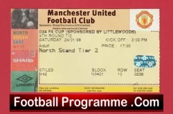 Manchester United v Walsall 1998 - Match Ticket - football memorabilia
