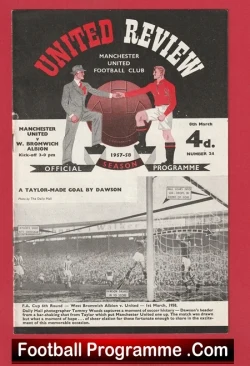 Manchester United v WBA 1958 - Munich Season Bobby Charlton - football programme