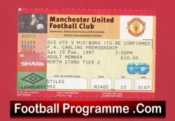 Manchester United v Wimbledon 1997 - FA Cup Football Ticket - football memorabilia