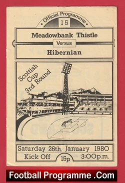 Meadowbank Thistle v Hibernian Hibs 1980 - George Best - football programme
