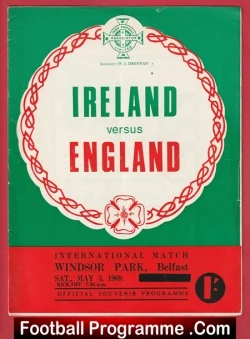 Northern Ireland v England 1956 - George Best v Bobby Charlton - football programme