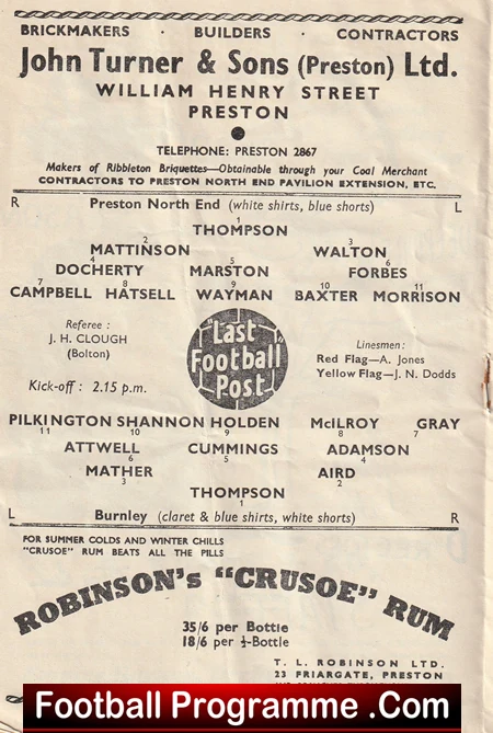 Preston North End v Burnley 1953 - PNE 1950s - Image 2