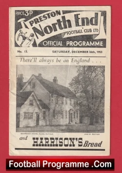 Preston North End v Burnley 1953 - PNE 1950s - football programme