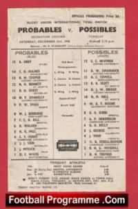 Probables v Possibles 1946 – Rugby Trials at Torquay