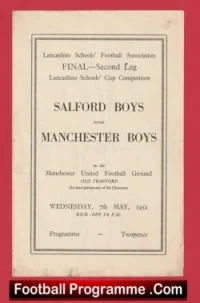 Salford Boys v Manchester Boys 1952 – Colman + Taylor Man Utd Babes