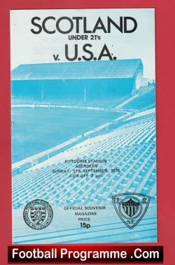 Scotland v America 1978 - Under 21 at Aberdeen - USA Soccer - football programme