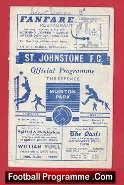 St Johnstone v Newcastle United 1964 - Alex Ferguson - football programme