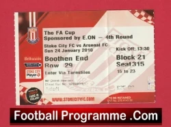 Stoke City v Arsenal 2010 - Football Ticket - football memorabilia