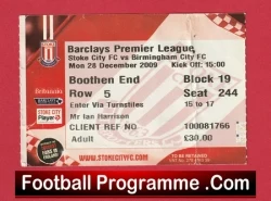 Stoke City v Birmingham City 2009 - Football Ticket - football memorabilia