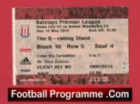Stoke City v Bolton Wanderers 2012 – Football Ticket