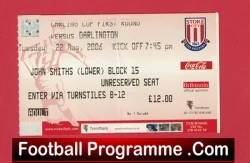 Stoke City v Darlington 2006 - Football Ticket - football memorabilia