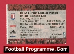 Stoke City v FC Thun 2011 - Football Ticket - football memorabilia