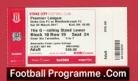 Stoke City v Middlesbrough 2017 – Football Ticket