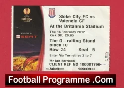 Stoke City v Valencia 2012 - Football Ticket - football memorabilia