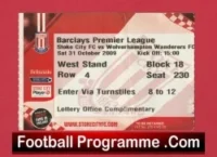 Stoke City v Wolves 2009 – Football Ticket