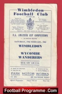 Wimbledon v Wycombe Wanderers 1962 – FA Amateur Cup