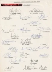 Derbyshire County Cricket Club Multi Signed Autographed Sheet 1996