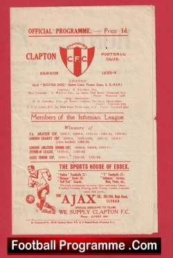 Clapton v The Casuals 1933 - London Senior Cup 1930s