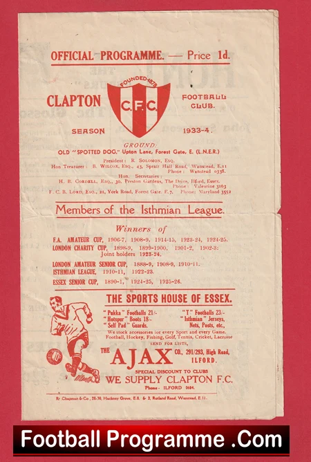 Clapton v The Casuals 1933 - London Senior Cup 1930s - Image 2