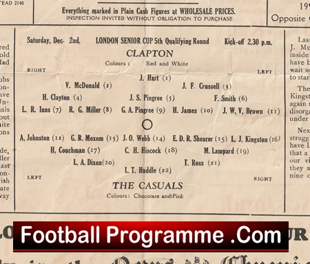 Clapton v The Casuals 1933 - London Senior Cup 1930s - Image 3