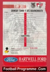 Grimsby Town Football Club Multi Autographed Signed Team Sheet Late 1990s
