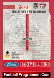Grimsby Town Football Club Multi Autographed Signed Team Sheet Late 1990s