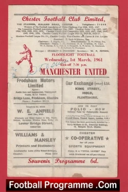 Chester City v Manchester United 1961 - Signed Rare Programme