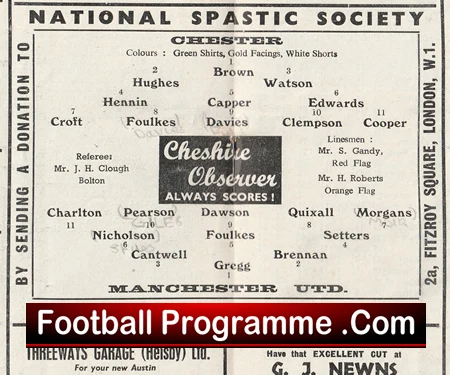 Chester City v Manchester United 1961 - Signed Rare Programme - Image 2