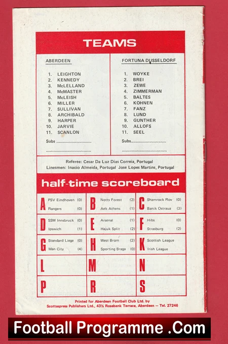 Aberdeen v Fortuna Dusseldorf 1978 - Ferguson 1st Season Manager - Image 2